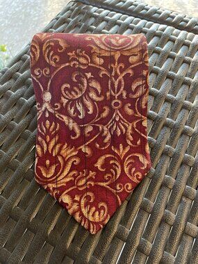 Harken Ltd Burgundy Gold Baroque Style Necktie Men's Vintage Classic Tie